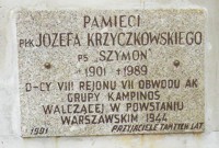 Tablica pamięci d-cy VIII Rejonu i Grupy Kampinos,  płk. Józefa Krzyczkowskiego 'Szymona'